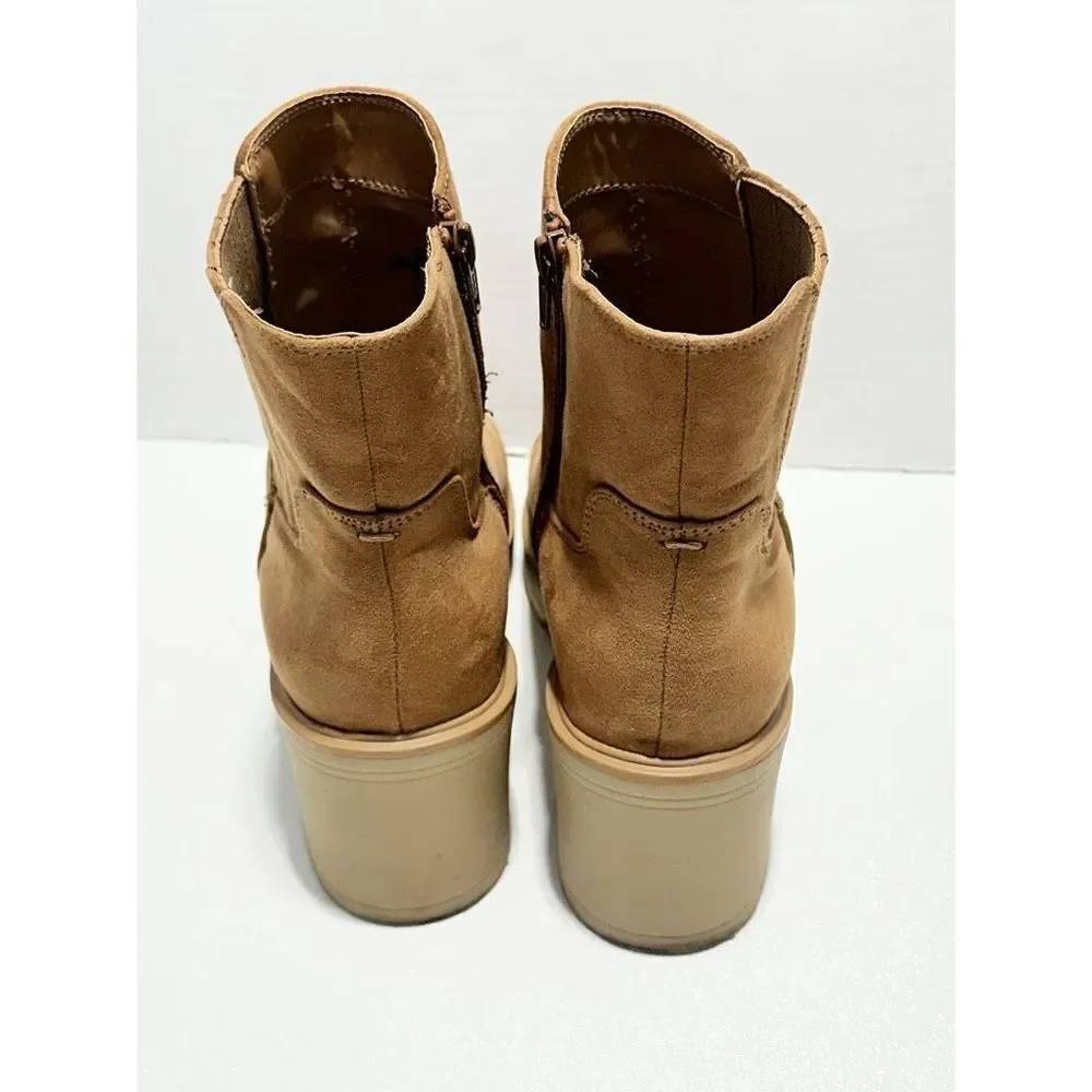 Universal Thread Women's Cognac‎ Katrina Platform Heeled Ankle Boots Tan Size 11